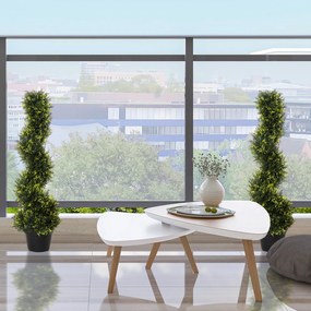 Outsunny Sztuczna roślina spiralna, Spiralny cedr z doniczką, 90 cm, Sztuczna cedrówka do dekoracji zewnętrznej i wewnętrznej, Zielona