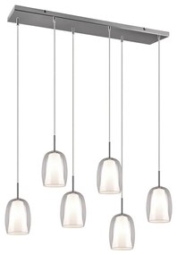 Lampa wisząca w srebrnym kolorze ze szklanym kloszem Barret – Trio Select