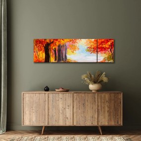 Obraz - Obraz olejny, kolorowa jesień (170x50 cm)