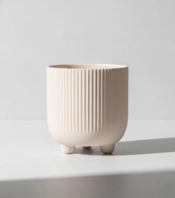 Doniczka Osłonka Beż 15 cm z Ceramiki na Trzech Nóżkach Designerska Donica