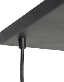 Lampa wisząca art deco czarna z przydymionym szkłem 8-świateł - Sandra