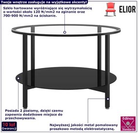 Dwupoziomowy szklany stolik kawowy przezroczysty + czarny - Alerko