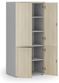 Szafa biurowa pół-drzwi PRIMO GRAY, 800 x 500 x 1781 mm, szary/dąb naturalny