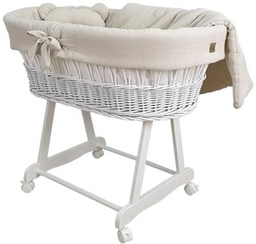 Zestaw kosz na drewnianym stelażu beż F3-E83