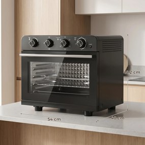 HOMCOM Piekarnik-frytkownica z termoobiegiem i zestawem rożna, regulator temperatury, minutnik, 1800 W | Aosom PL