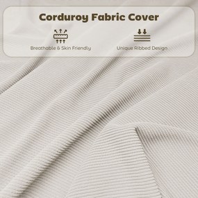 HOMCOM Zestaw 4 Wyściełanych Krzeseł Składanych, Foteliki z Pokryciem Sztruksowym, Oparcie, Stalowe Ramię, Kremowy