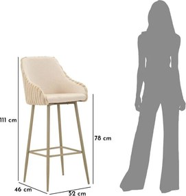 Kremowe tapicerowane hokery zestaw z podłokietnikami 2 szt. (wysokość siedziska 78 cm) Alaska – Mauro Ferretti