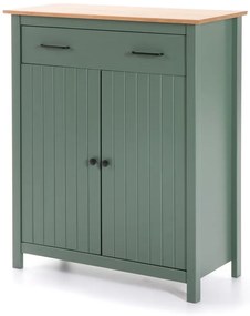 Zielono-naturalna wysoka komoda z litego drewna sosnowego 90x110 cm Miranda – Marckeric