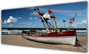 Szkło do Kuchni na Ścianę Łódź Na Piaszczystym Brzegu