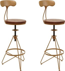 Stołek barowy MCW-N18 (zestaw 2 szt.), brąz, złota rama