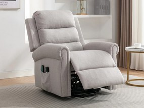 Fotel masujący tapicerowany z podnośnikiem elektrycznym - Beżowy - LOVARI