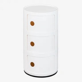 Okrągły Stolik Boczny Babel Z Półkami Distressed White & 3 Szuflady - Sklum
