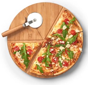 Deska do pizzy z nożykiem, Ø 32 cm, bambus, ZELLER