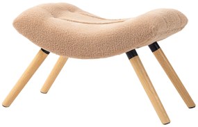 HOMCOM Nowoczesny podnóżek z pokryciem z polaru i nogami z drewna, tapicerowany, do salonu, sypialni, korytarza, Brązowy