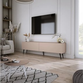 Szafka RTV: Karmelowy Brąz, 140 x 52 x 32 cm, nogi czarne