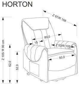 Fotel wypoczynkowy, elektryczny rozkładany, pionizacja beżowy HORTON