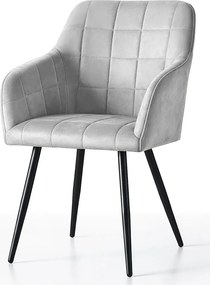 Zestaw 6 szarych welurowych krzeseł pikowanych S7-Z95
