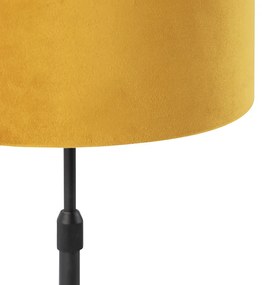 Lampa stołowa regulowana czarna klosz welurowy ochra 25cm - ParteWiejski/ Rustykalny / Vintage Oswietlenie wewnetrzne