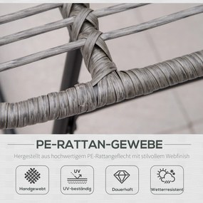 Outsunny zestaw dwóch foteli rattanowych ze taboretem, stal, kolor szary, 69 x 76 x 70 cm