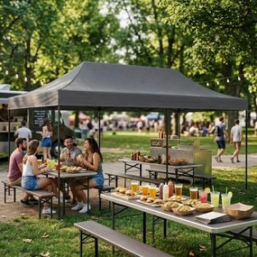 Pawilon ogrodowy 6x3 m szary FGC4 - namiot eventowy automatyczny, regulowana wysokość