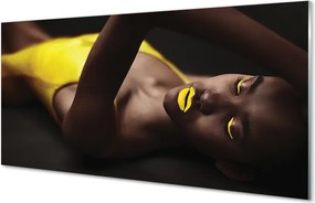 Szklany Panel Kobieta z Żółtymi Ustami