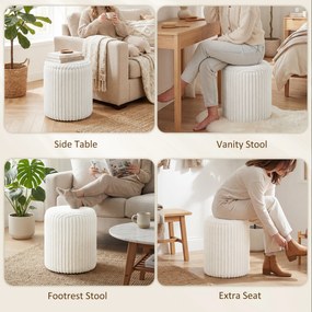 HOMCOM Taboret z odwracalną pokrywą, nowoczesny sztruksowy taboret do salonu i sypialni, biały | Aosom PL