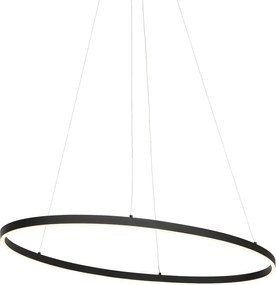 Designerska lampa wisząca czarna owalna z wbudowanym LED 3-stopniowo ściemnialna - Ovallo