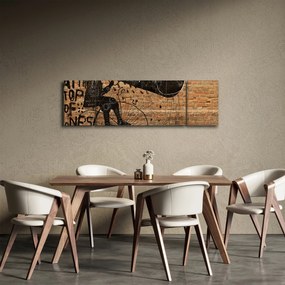 Obraz - Mężczyzna na rowerze w stylu Banksy (170x50 cm)