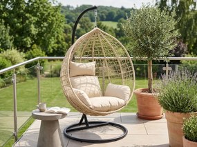 Wiszące krzesło KOKON ze stojakiem, beżowe