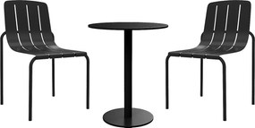 Metalowy zestaw ogrodowy: stół śr. 60 cm i 2 krzesła składane - Czarny - BALVORA od MYLIA