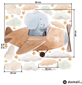 Naklejki na ścianę - Słoń w samolocie
