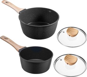 Zestaw Garnków SucceBuy 1,4 L I 2,4 L, Garnczek z Powłoką Nieprzywierającą, Pokrywa ze Szkła I Wyjmowana Rączka, Wielofunkcyjny