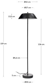 Czarna lampa stojąca z metalowym kloszem (wysokość 153 cm) Sayra – Kave Home
