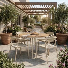 Krzesło Ogrodowe Beżowe 56x61x74,5 cm Plecione Naturalne Sznurki Nowoczesne