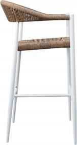 Hoker 75 cm Biały Aluminiowy Pleciony Sznurek Beżowy Krzesło Barowe Splot