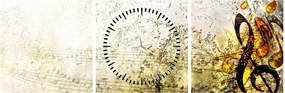 Obraz - Potęga muzyki (z zegarem) (90x30 cm)