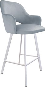 Hoker Milano krzesło barowe tkanina Welur podstawa metalowa : Kolor nogi - Biały profil, Kolor tkaniny - VELVET - BL06, Typ siedziska - Siedzisko stałe