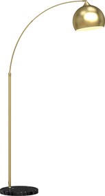 HOMCOM Lampa łukowa, regulowana lampa stojąca, wyłącznik nożny, podstawa w stylu marmuru, 170-180 cm, srebrna/czarna | Aosom PL