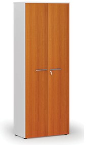 Szafa biurowa z drzwiami PRIMO WHITE, 800 x 420 x 2128 mm, biały/wiśnia