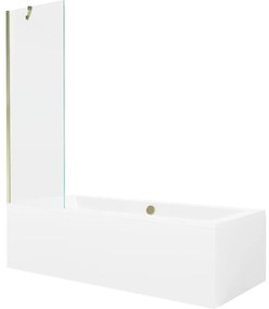 Mexen Cube wanna prostokątna 170 x 80 cm z obudową i parawanem 1-skrzydłowym 60 cm, transparent, złoty - 550517080X9506000050