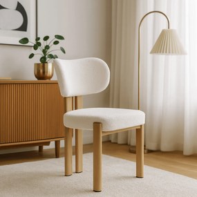 Krzesło Tapicerowane GRENADA Dąb/Kremowe Boucle Nowoczesne