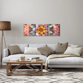 Obraz - Kwiat kalejdoskopowy (z zegarem) (90x30 cm)