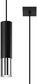 Czarno-chromowana lampa wisząca tuba G2-A54
