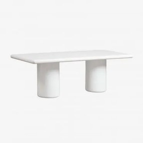 Prostokątny Stół Ogrodowy 220x100 Cm Z Cementu Namara Jasna Biel - Sklum