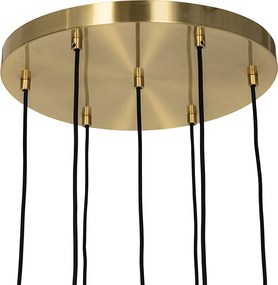 Lampa wisząca w stylu art deco złota ze szkłem 7-światłowa - Laura