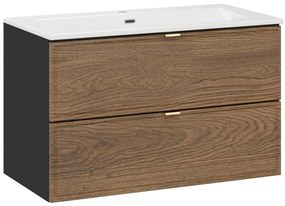 Szafka pod umywalkę TALIA CASELLA 2S 80cm dąb casella/czarny mat COMAD