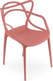 Zestaw 4 szt. plastikowych krzeseł KATO, koralowy