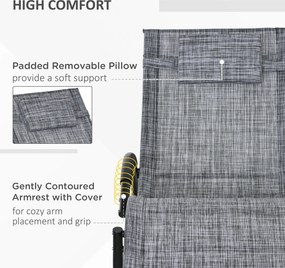 Outsunny Fotel bujany ogrodowy Leżak, w tym Poduszka pod głowę, 155 cm x 61cm x 88 cm, Szary