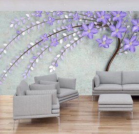 Fototapeta - Fioletowe drzewo 3D (196x136 cm)