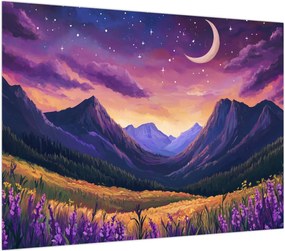Obraz na szkle - Fioletowy krajobraz (70x50 cm)